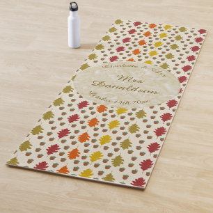 Oak leaves and Acorns Fall Autumn Wedding Custom Yoga Mat