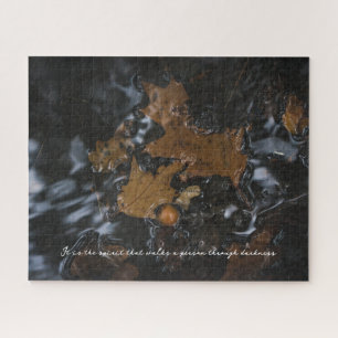 Oak leaves and acorns in dark waters Jigsaw Puzzle