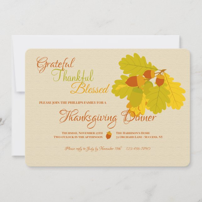 Oak Leaves and Acorns Invitations (Front)