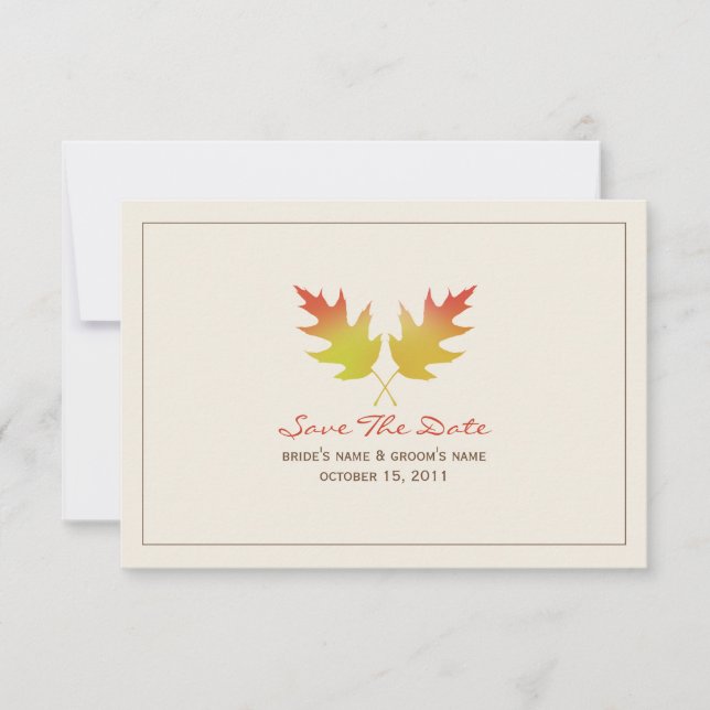 Oak Leaves Fall Wedding Save The Date (Front)