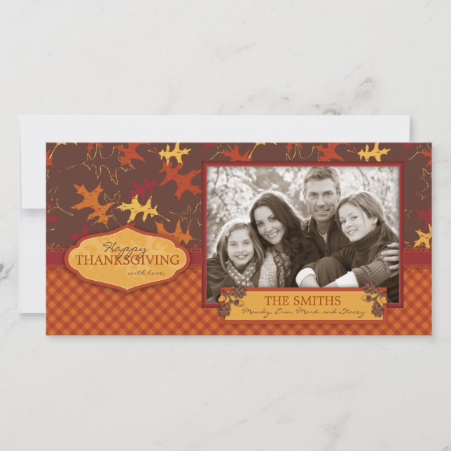 Oak Leaves in Fall Colours for Thanksgiving Holiday Card (Front)