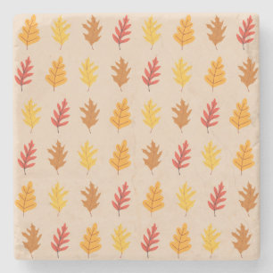 Oak Leaves Pattern Stone Coaster