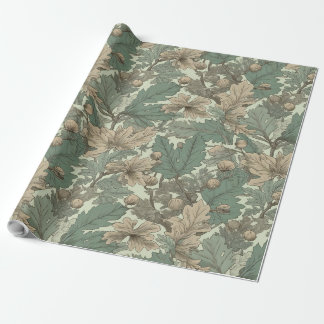 oak leaves pattern wrapping paper