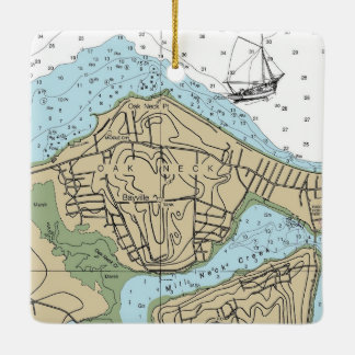 Oak Neck NY Nautical Chart Christmas  Ceramic Ornament