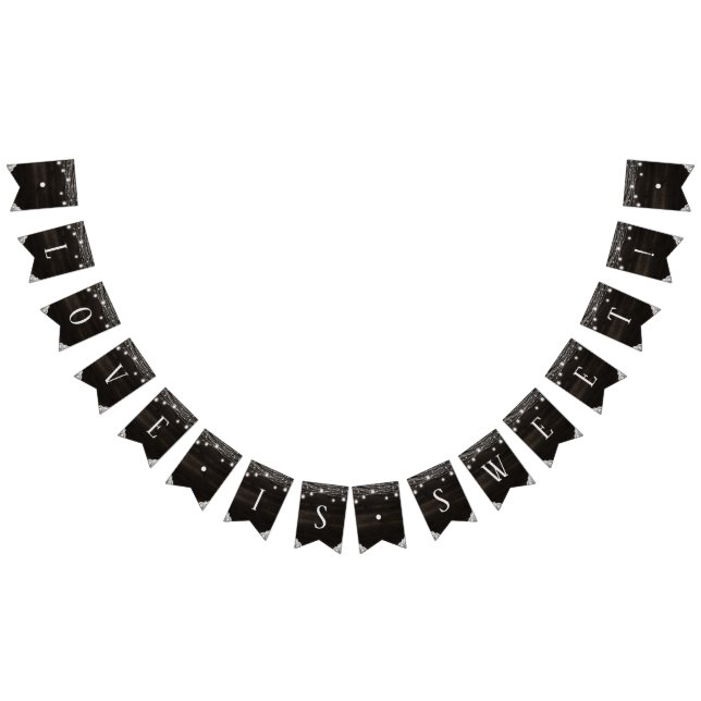 Oak Ridge Rustic Dark Wood Love is Sweet Wedding Bunting (All)