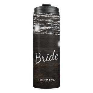 Oak Ridge Rustic Dark Wood Personalised Bride Thermal Tumbler