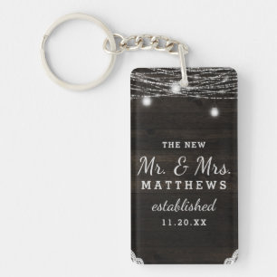 Oak Ridge Rustic Dark Wood the new Mr. & Mrs. Key Ring