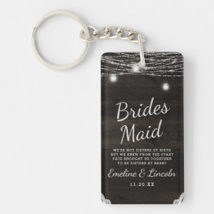 Oak Ridge Rustic Dark Wood To the Bridesmaid Quote Key Ring