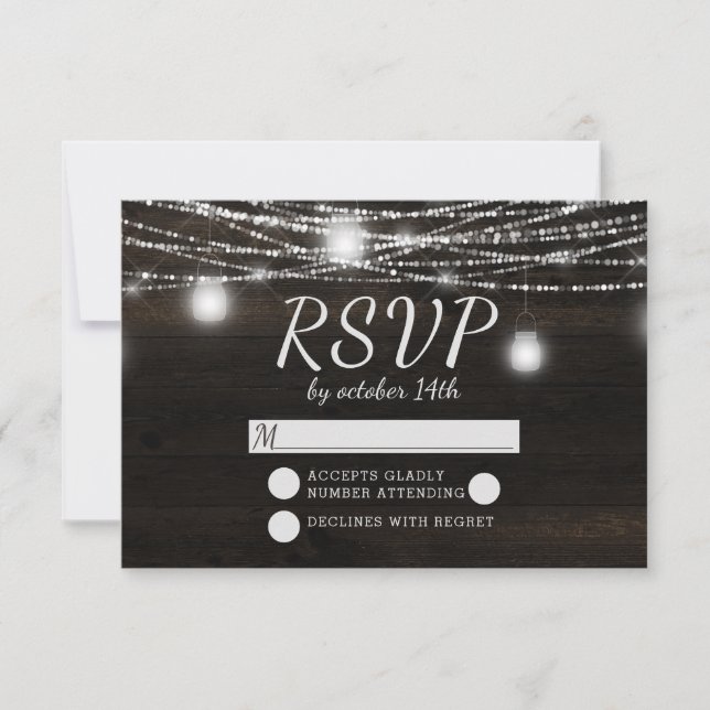 Oak Ridge Rustic Dark Wood Wedding RSVP Response (Front)
