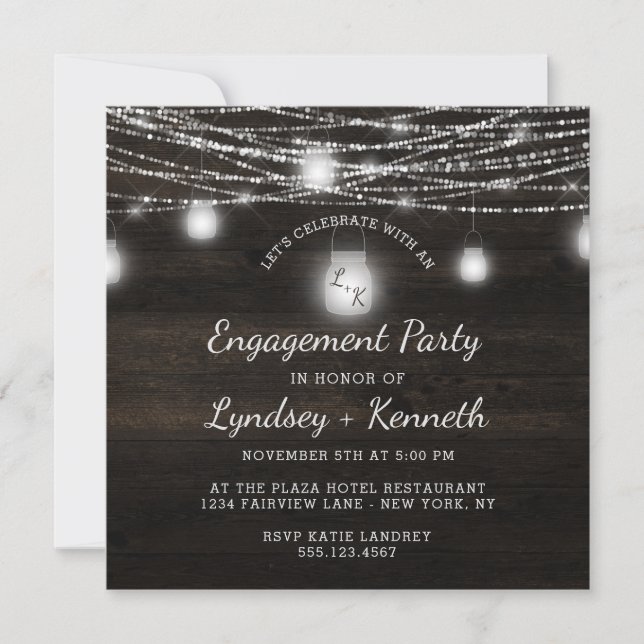 Oak Ridge Rustic Let's Celebrate Engagement Party Invitation (Front)