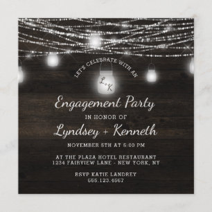 Oak Ridge Rustic Let's Celebrate Engagement Party Invitation