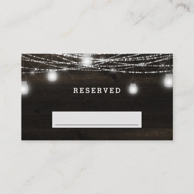 Oak Ridge Rustic Lights Reserved Seating Wedding Place Card (Front)