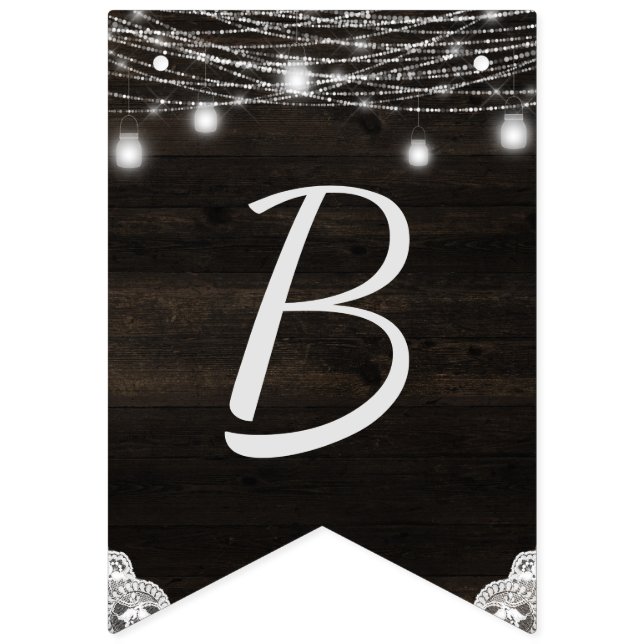 Oak Ridge Rustic Wood Bride to Be Bridal Shower Bunting (Third Flag)