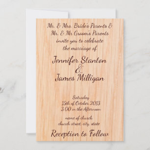 Oak timber texture invitation