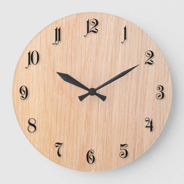 Oak timber texture large clock (Front)