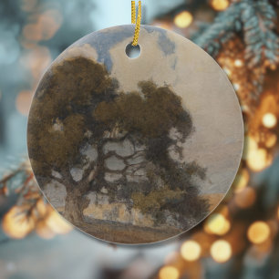 Oak Tree (1910) – Majestic Vintage Watercolor Ceramic Tree Decoration