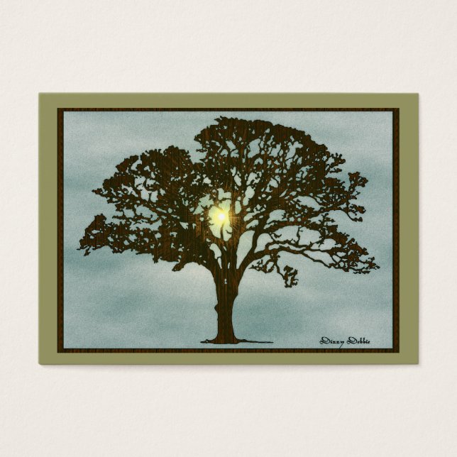 Oak Tree at Sunset Art Card (Front)