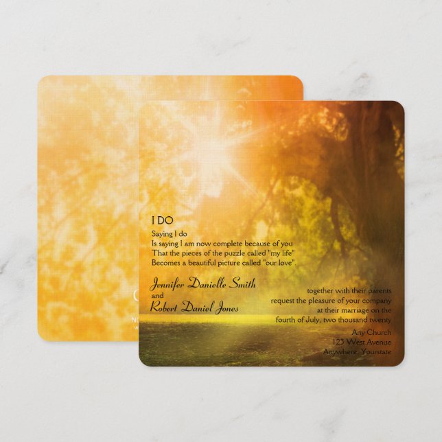 Oak Tree at Sunset Wedding Invitation (Front/Back)