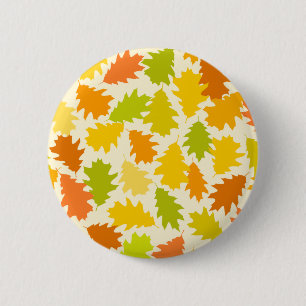 Oak tree autumn leaves 6 cm round badge