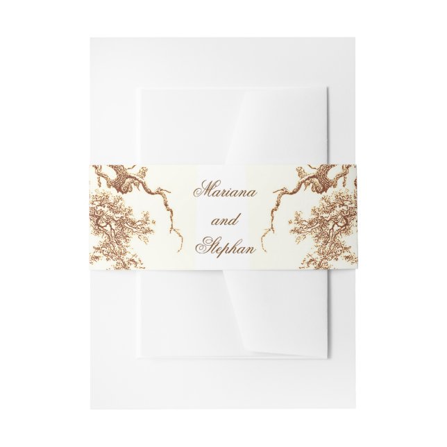 oak tree branches wedding invitation belly band (Front Example)