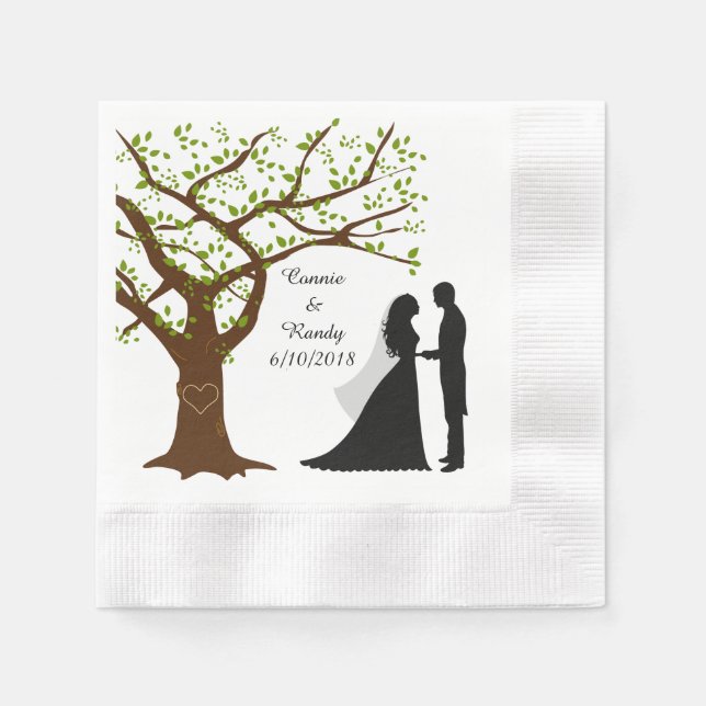 Oak Tree Bride and Groom Napkin (Front)