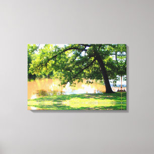 Oak Tree by Waters Edge Canvas Print