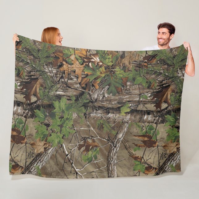 Oak Tree Camouflage Pattern Truck Van Car Fleece Blanket (In Situ)