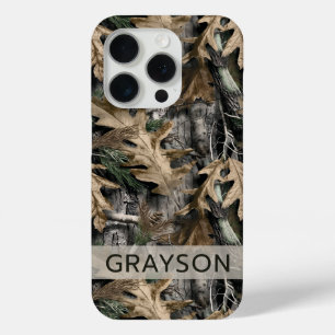 Oak Tree Camouflage Personalised iPhone 15 Pro Case