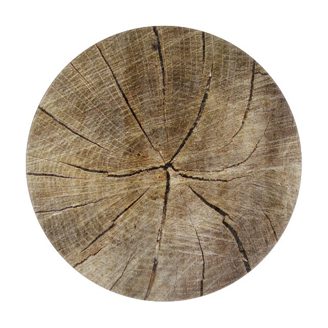Oak Tree Cross Section Glass Chopping Board (Front)