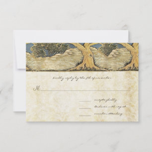 Oak Tree Distressed Damask Metallic Elegance RSVP Card