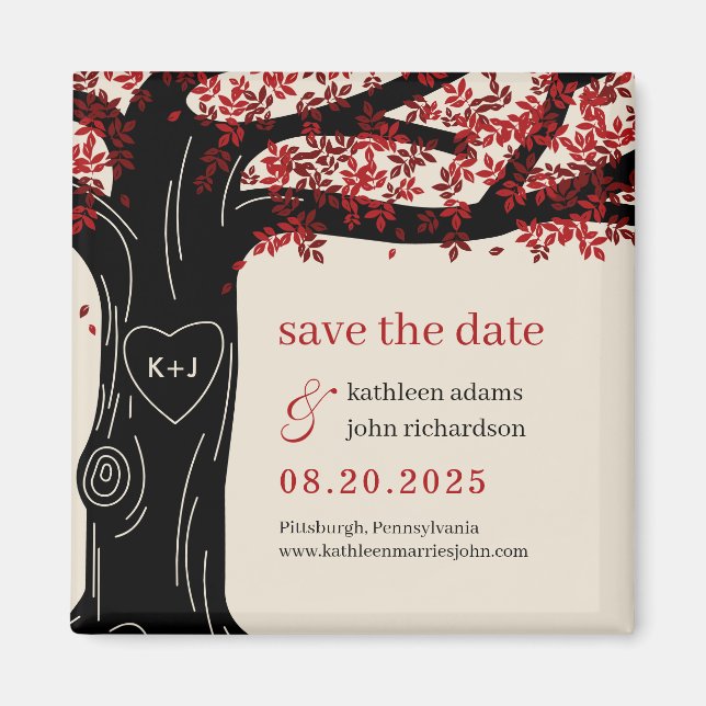 Oak Tree EDITABLE COLOR Save The Date Magnet (Front)