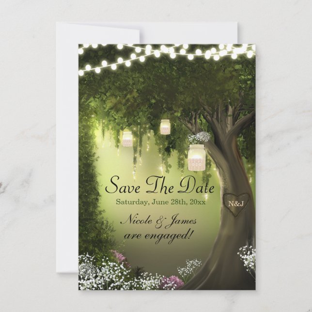 Oak Tree Enchanted Forest Garden Save the Date (Front)