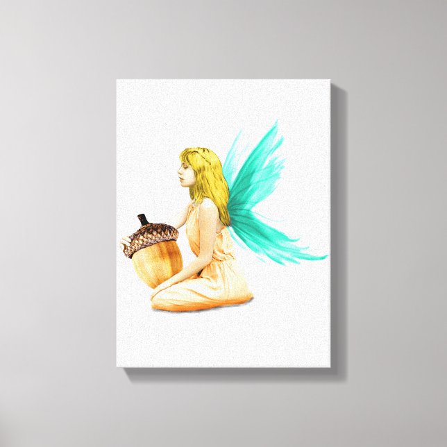 Oak Tree Fairy holding Acorn Canvas Print (Front)