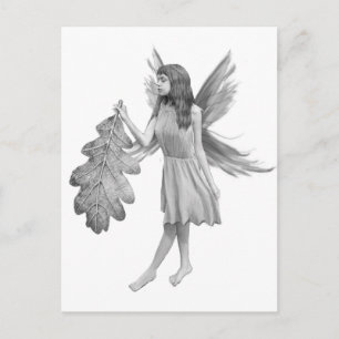 Oak Tree Fairy with Leaf Postcard