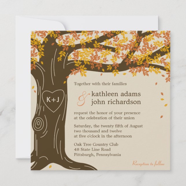 Oak Tree Fall Wedding Invitation (Front)