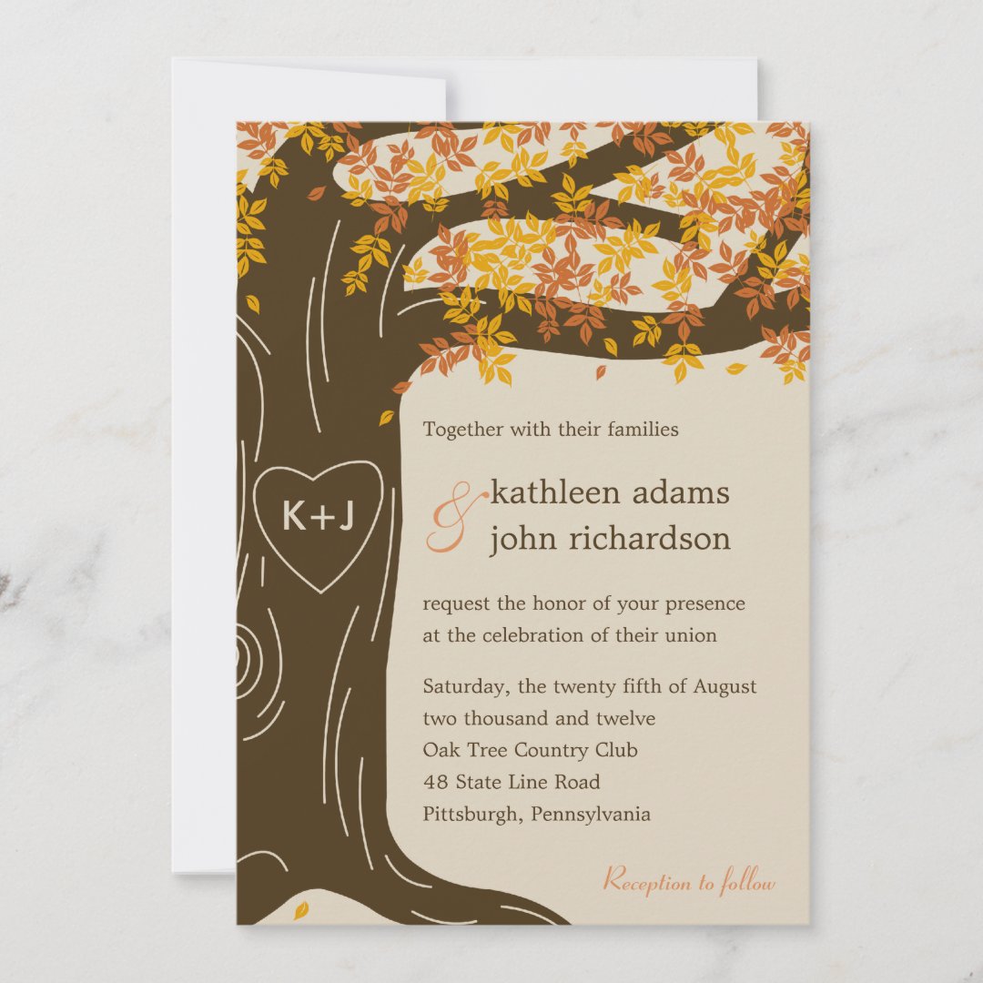 Oak Tree Fall Wedding Invitation | Zazzle