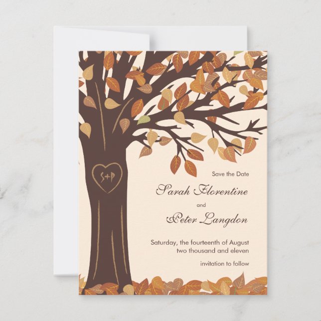 Oak Tree Heart Save the Date Wedding Card (Front)