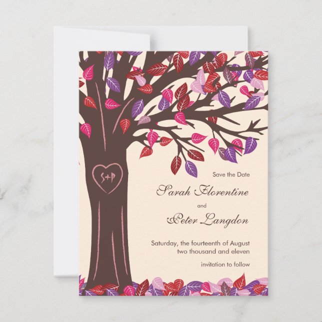 Oak Tree Heart Save the Date Wedding Card (Front)