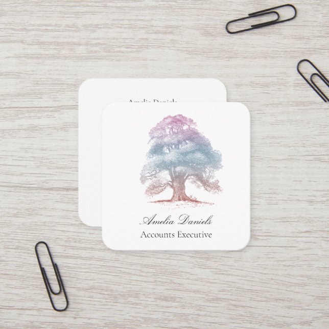Oak Tree Illustration  Business Card (Front/Back In Situ)