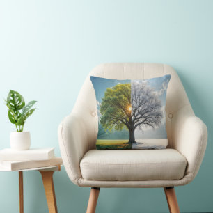 Oak Tree In Dual Seasons Cushion