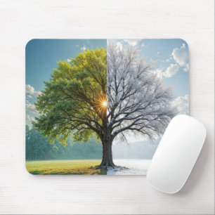 Oak Tree In Dual Seasons Mouse Mat