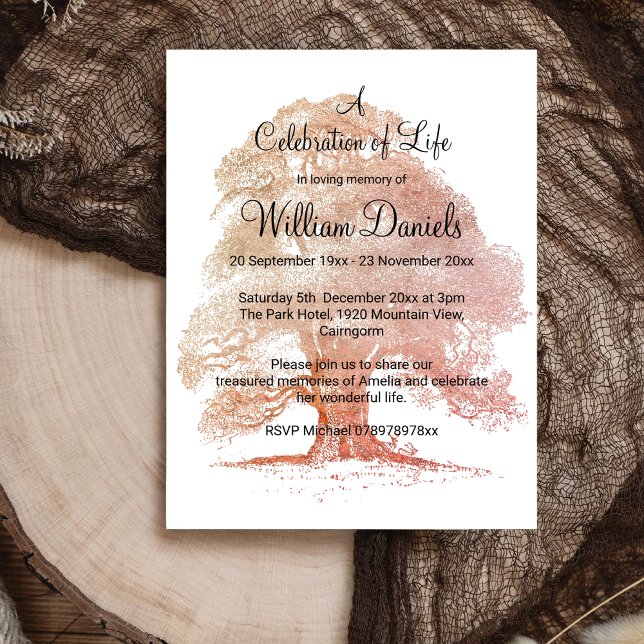 Oak Tree in Fall Celebration of Life Card (Creator Uploaded)