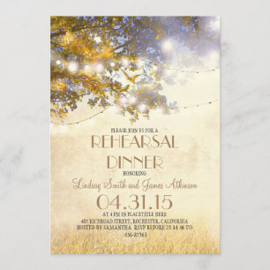 oak tree lights & birds lights rehearsal dinner invitation
