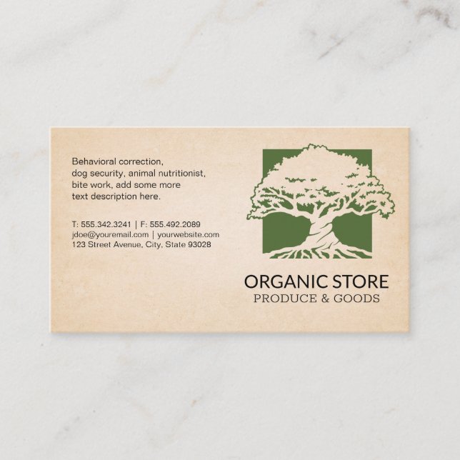 Oak Tree Logo Business Card (Front)