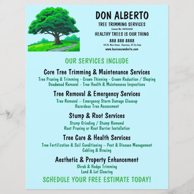Oak Tree Logo | Custom Tree Trimming Service Flyer (Front)