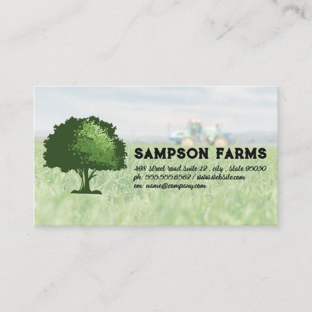 Oak Tree Logo | Farm and Tractor Business Card (Front)