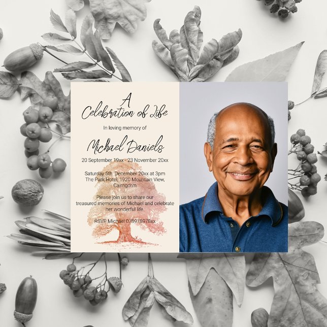 Oak Tree Photo Celebration of Life Card (Creator Uploaded)