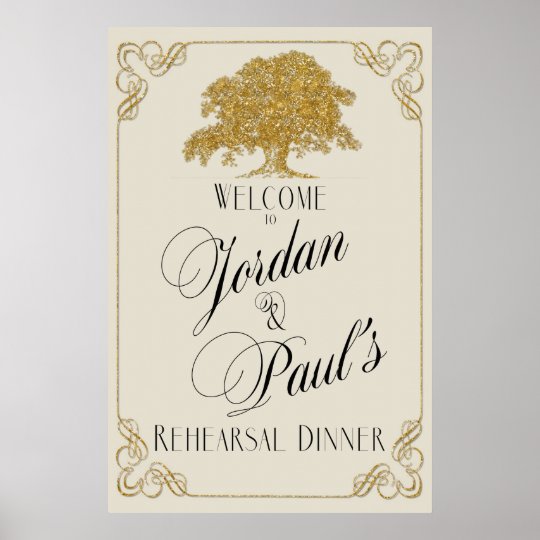 Oak Tree Plantation in Gold Glitter Rehearsal Poster