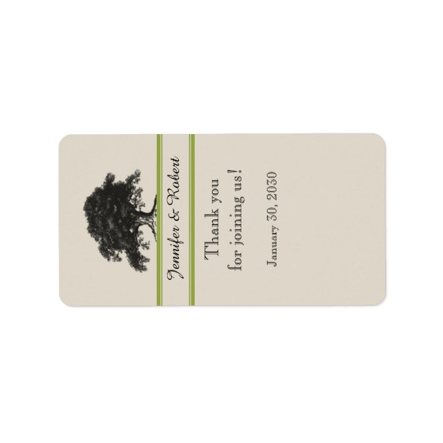 Oak Tree Plantation in Gree Wedding Lip Balm Label (Front)