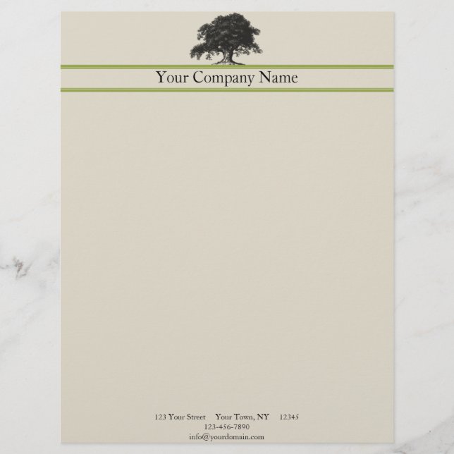 Oak Tree Plantation in Green Personalized Letterhead (Front)